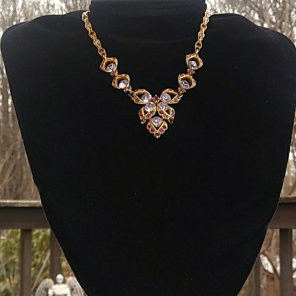 BOGOFF Antique GoldTone Purple Lavender Rhinestone - Picture 2 of 8